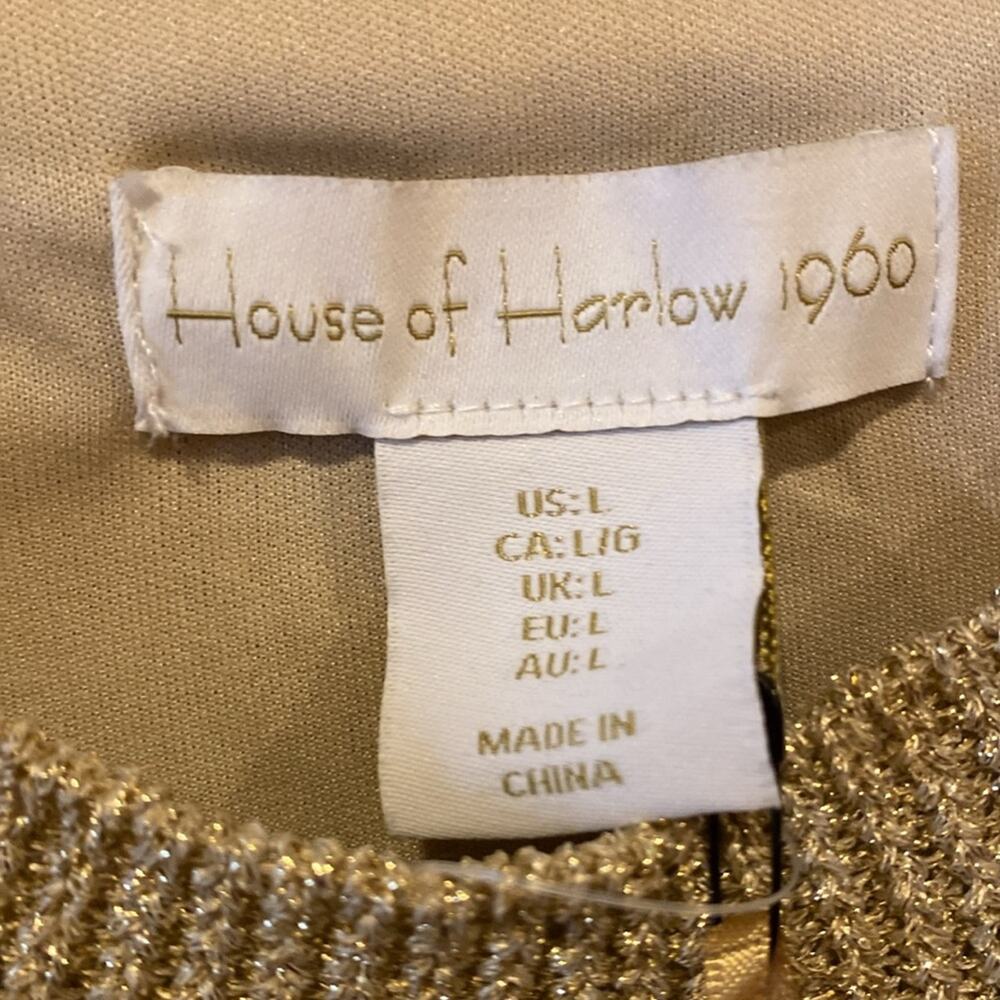 BNWT HOUSE OF HARLOW 1960 Gold Shimmer Top and Skirt Set Women’s Size Large - Picture 4 of 9